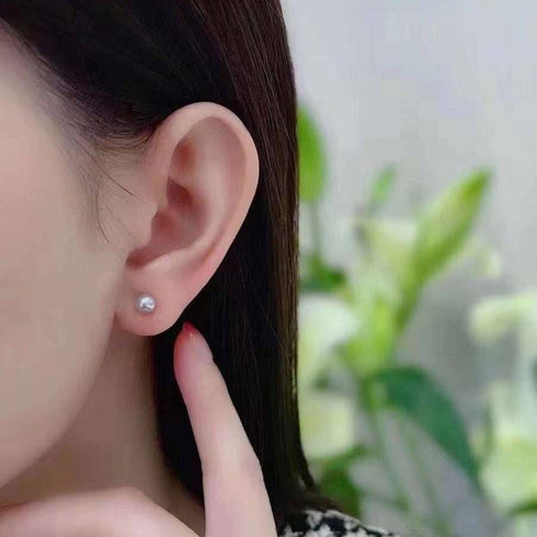Chic 4-5mm Akoya Silver Blue Pearl Stud Earrings - May-Lynn